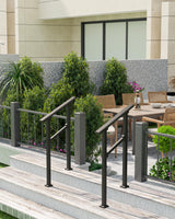 Garvee Passamanos Scala Regolabile Alluminio Nero Antiscivolo per Esterno e Interno 3-6 Gradini Kit Fai-da-Te - Nero