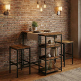 Garvee Set Tavolo Da Pranzo 3 Pezzi Con Mensole, Design Salvaspazio, Melamina Resistente, 2 Sgabelli, Cucina E Sala Da Pranzo, Compatto, Moderno