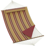 Garvee Amaca da Esterno 2 Posti con Telaio Regolabile in Acciaio, Corda di Cotone, Cuscino in Poliestere, Design 2-in-1, Strisce Blu Chiaro e Scuro, Giardino e Spiaggia - Red And Yellow Stripes