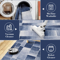 Tappeto Garvee 160x230 blu a pelo corto lavabile antiscivolo per soggiorno, camera da letto, cucina, cameretta dei bambini, corridoio, sala da pranzo