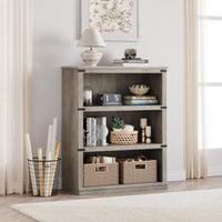 Libreria Garvee Triple Wide a 4 ripiani, grande, robusta, in legno industriale grigio, 40" H x 31,5" W x 12,2" D, soggiorno