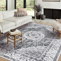 Tappeto Garvee Boho Vintage Floreale, Lavabile, 120x170cm, Morbido Velluto di Agnello Sintetico, Retro Antiscivolo in TPR, per Camera da Letto, Bagno, Cucina, Ingresso, Ufficio