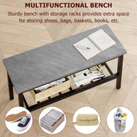 Set da pranzo Garvee per 4 persone con panca, contenitore, MDF robusto e acciaio, salvaspazio, versatile, grigio, ideale per piccoli appartamenti