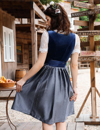 Garvee Dirndl, abito tradizionale da donna, corto e midi, 3 pezzi. Per l'Oktoberfest, grigio bluastro, taglia 46