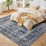 Garvee Tappeto Vintage Lavabile 160x230cm Antiscivolo Morbido Poliestere Blu Soggiorno Camera Cucina