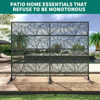 Garvee Metal Privacy Screen 71"x46" Nero - Resistente alle intemperie, antiruggine - Design moderno, geometrico - Per giardino e patio
