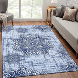Tappeti lavabili Garvee morbidi antiscivolo per Soggiorno Camera da letto Sala da pranzo 120x170 cm Blu
