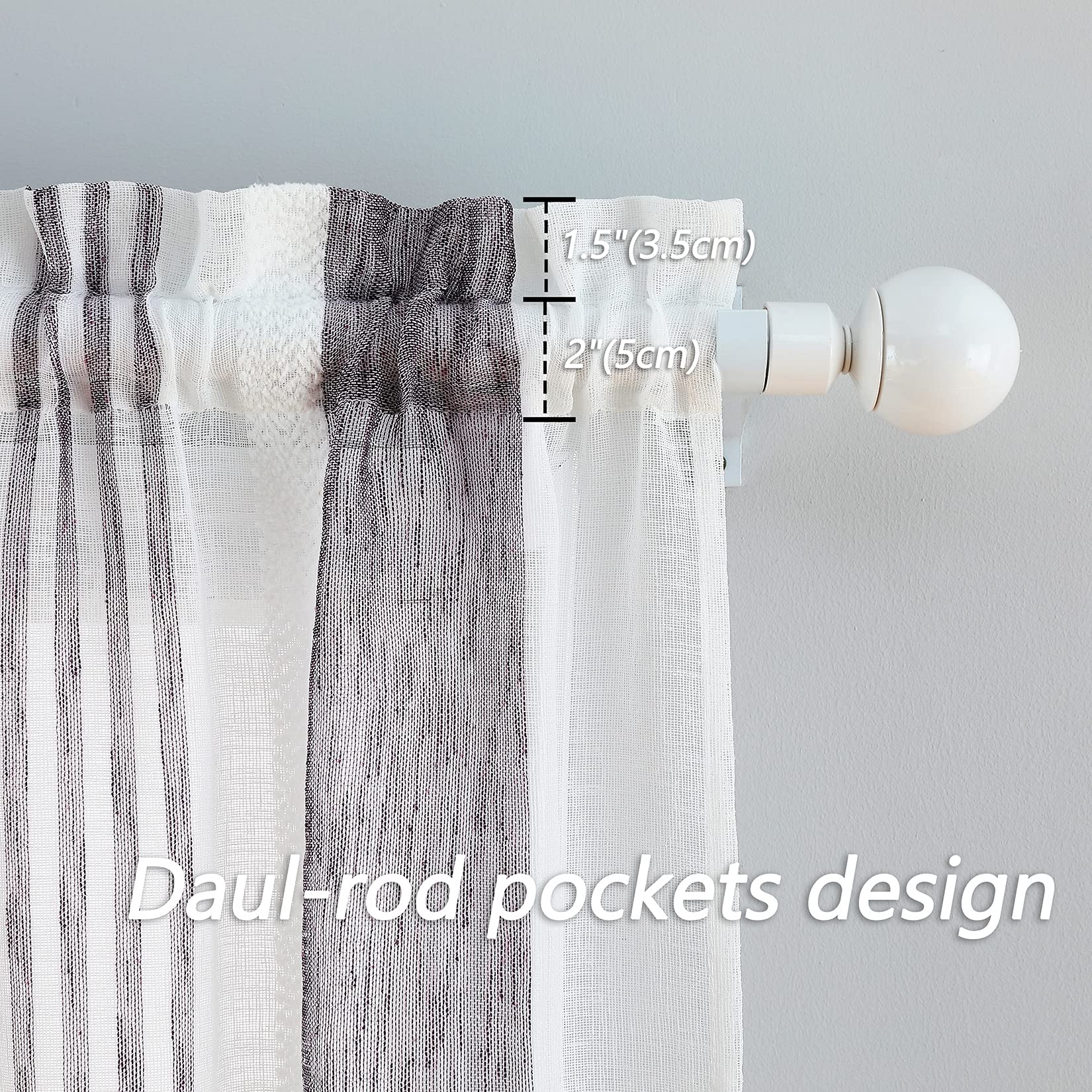 Tende trasparenti per scale da cucina Garvee, tende corte trasparenti in filo tinto a righe per finestre da bagno, viola, 27" x 30", 2 pannelli