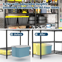 Scaffalatura in metallo Garvee da 70" H, capacità di carico di 1325 libbre, ripiani in filo metallico regolabili a 5 livelli, a forma di L, robusta, per cucina, garage, ufficio, 70,8" x 70,4" x 15,7", metallo