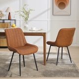 Garvee Set di 2 sedie imbottite moderne per sala da pranzo, rivestite in similpelle, gambe in metallo, stabili, comode e versatili, per cucina e bar, nere - nero