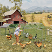 Pollaio Garvee Large 160 x 40 x 40 pollici con 4 porte, resistente alle intemperie, tubo in acciaio zincato, recinzione metallica sicura per polli e conigli, robusta e resistente alle intemperie