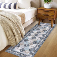 Tappeti Garvee Boho, tappeti lavabili per soggiorno, tavolo da pranzo, camera da letto, cucina, 60 x 230 cm, blu