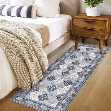 Tappeti Garvee Boho, tappeti lavabili per soggiorno, tavolo da pranzo, camera da letto, cucina, 60 x 230 cm, blu