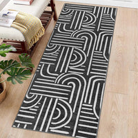 Tappeto Garvee lavabile a pelo corto 80x150 nero per soggiorno, camera da letto, cucina, corridoio, antiscivolo, morbido