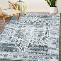Tappeto Garvee lavabile in lavatrice 80 x 150 cm design vintage grigio antiscivolo soggiorno camera da letto
