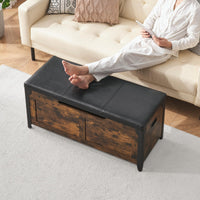 Garvee Cassapanca Contenitore in Legno con Telaio in Metallo, Cerniere di Sicurezza, Cuscino Imbottito, Ampio Spazio per Ingresso e Camera, 15.7"D x 39.4"W x 18.1"H, Multicolore