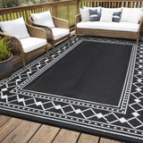 Garvee Tappeto Esterno 8x10 Impermeabile Bordi Moderni Reversibile in Paglia Plastica Pieghevole Antistrappo per Patio, Camper, Spiaggia