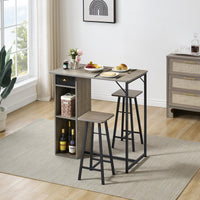 Set tavolo e sedie da bar rustico Garvee, 3 pezzi con contenitore, cuscini ergonomici, struttura in metallo per appartamento e bar, compatto, impermeabile