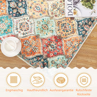 Tappeto da corridoio Garvee 200 x 290 cm, lavabile, motivo floreale vintage, per camera da letto e cucina, antiscivolo