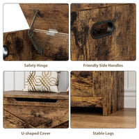 Panca portaoggetti in legno Garvee da 30 pollici con cerniere di sicurezza, grande capacità per soggiorno e camera da letto, robusta, versatile, marrone