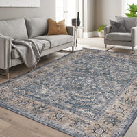 Tappeto lavabile Garvee di ispirazione vintage con motivo floreale classico per soggiorno e camera da letto 240x340 cm in cotone e poliestere