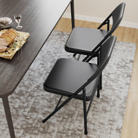 Set di 4 sedie pieghevoli Garvee con seduta comoda, struttura in acciaio, pieghevoli per uso interno ed esterno, nere, capacità di peso fino a 350 libbre