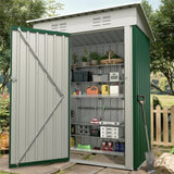 Garvee Capanno Attrezzi in Metallo 5x3FT, Acciaio Zincato, Porta Singola, Tetto Inclinato, Resistente Intemperie, Ventilato, Facile Montaggio per Giardino e Esterni, Grigio - Verde