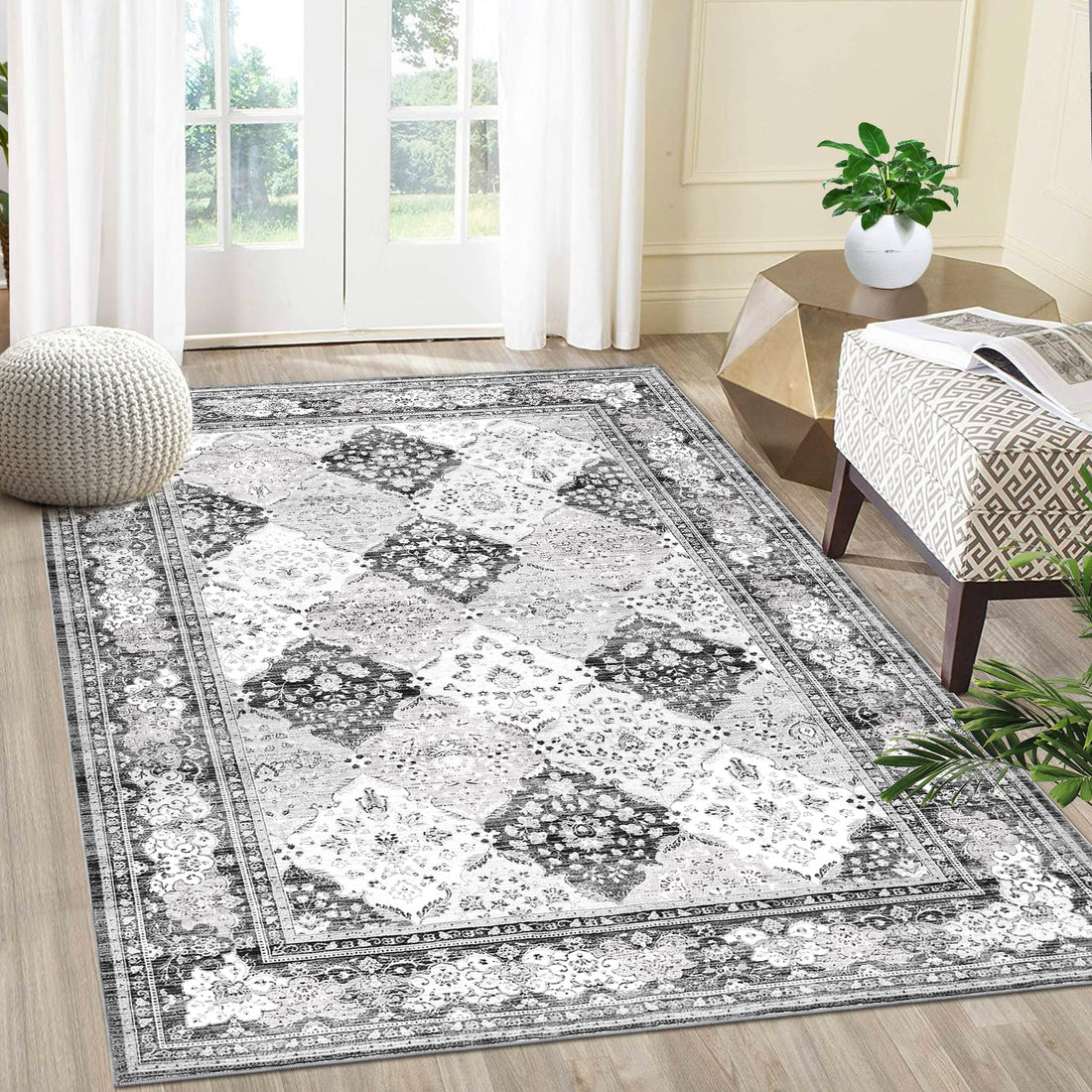 Garvee Tappeto Boho Resistente Alle Macchie Lavabile Antiscivolo Morbido 160x230 cm Design Marocchino