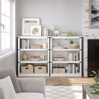 Libreria in legno Garvee Triple Wide a 4 ripiani, bianca, per soggiorno, 40" H x 31,5" W x 12,2" D, robusta, stile industriale