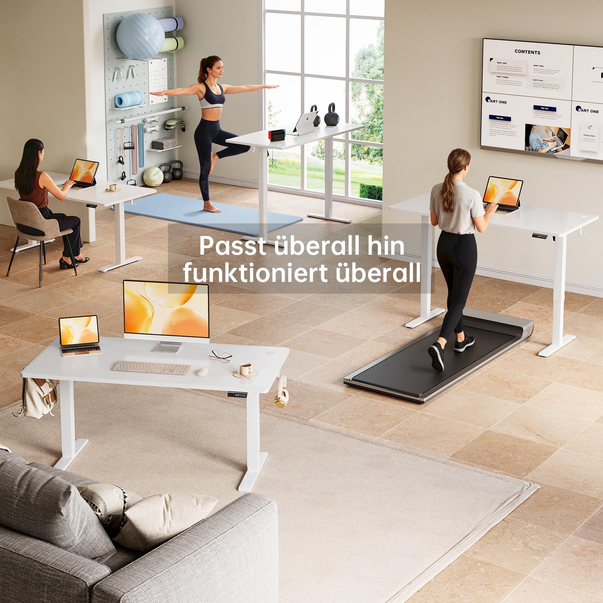 Scrivania elettrica regolabile in altezza Garvee con comando manuale con memoria per ufficio, 120x60 cm, bianco