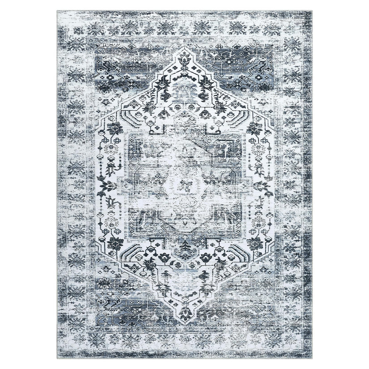Tappeto orientale lavabile Garvee per il soggiorno, morbido tappeto per la camera da letto, impermeabile, grigio, 80 x 150 cm