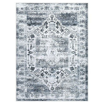 Tappeto orientale lavabile Garvee per il soggiorno, morbido tappeto per la camera da letto, impermeabile, grigio, 80 x 150 cm