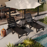 Chaise Longue da Esterno Garvee in Resina HDPE con 5 Posizioni Regolabili e Portabicchieri Integrato per Piscina e Patio Oversize - Black