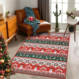 Tappeto natalizio Garvee grande, stile boho, lavabile in lavatrice, con albero di Natale, alce e fiocco di neve, per soggiorno, camera da letto, cucina, sala da pranzo, 140x200 cm