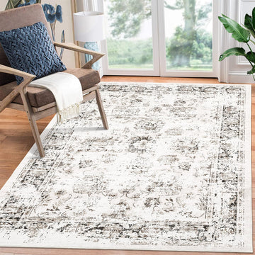 Tappeto antimacchia Garvee, lavabile in lavatrice, stile country retrò, per camera da letto, tavolo da pranzo, 120 x 170 cm, beige