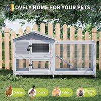 Conigliera Garvee con tetto in asfalto, ruote e cassetto per uso interno ed esterno, resistente alle intemperie, metallo-legno, mobile