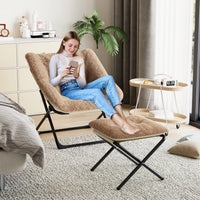 Garvee Comfy Chair Poltrona lounge oversize in pelliccia sintetica con struttura in metallo pieghevole per soggiorno e camera da letto multicolore