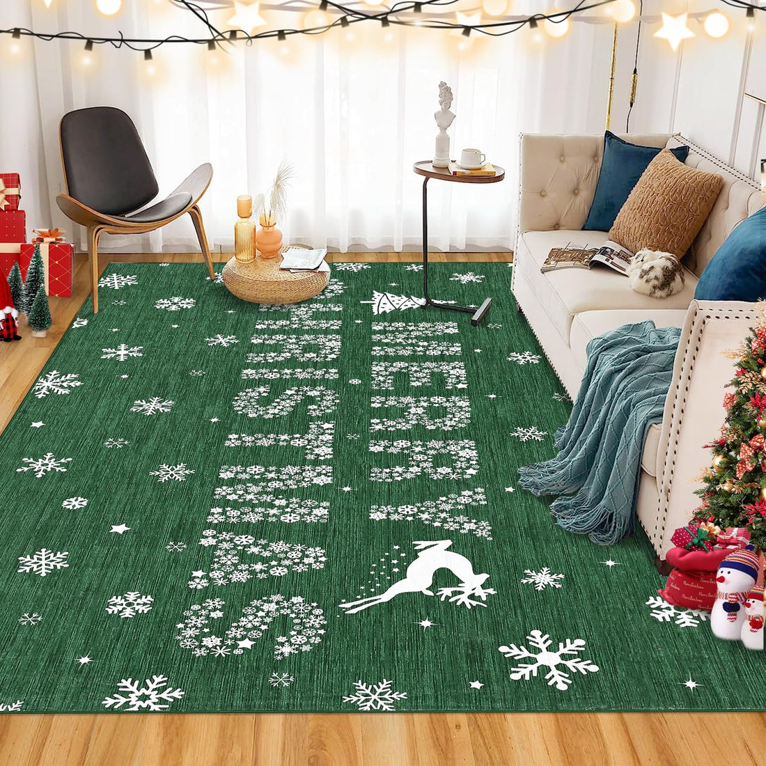 Tappeto per soggiorno Garvee, tappeto natalizio, verde alce, lavabile, antiscivolo, per camera da letto, cucina, sala da pranzo, ufficio, 200x290 cm
