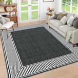 Garvee Tappeto Corto Lavabile 120x170cm Antiscivolo Morbido Resistente alle Macchie per Soggiorno Camera Cucina TPR Nero - Nero
