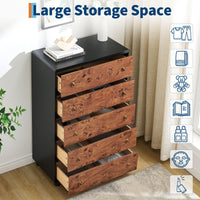 Cassettiera moderna Garvee a 5 cassetti con maniglie in metallo vintage per camera da letto e soggiorno, 117 cm, rovere naturale