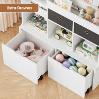 Garvee, libreria per bambini con cassetti, organizer per giocattoli da 47,8 pollici, moderna mensola in legno per sala giochi, aula, cameretta dei bambini