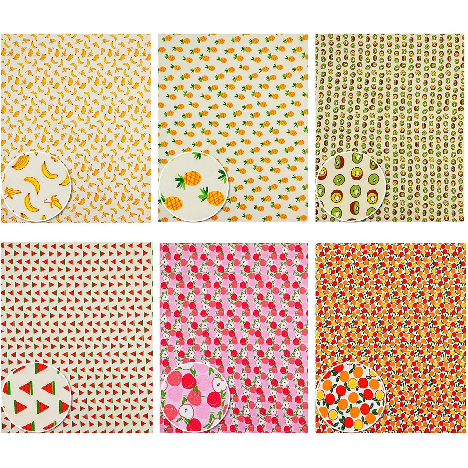 Tessuto patchwork Garvee con motivo a frutta, 12 pezzi, cotone, per progetti di cucito e artigianato, uso versatile