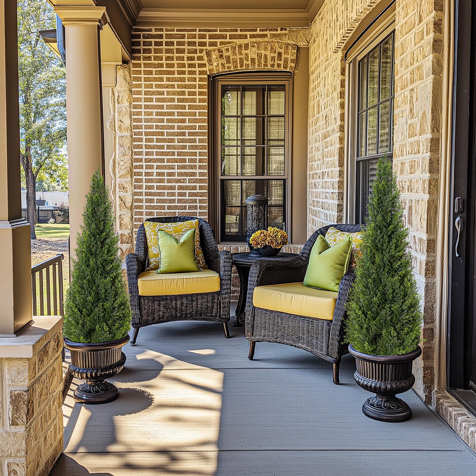 Alberi artificiali di cedro topiato Garvee da 3 piedi - Plastica resistente alle intemperie, sempreverdi, facili da curare per giardino e uso interno, set da 2