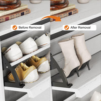 Scarpiera Garvee con 2 cassetti a scomparsa, ripiano regolabile, legno MDF per corridoio e soggiorno, bianco, ampio spazio di archiviazione, antiribaltamento