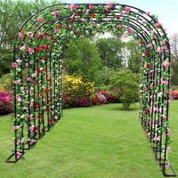 Pergola ad arco da giardino Garvee 9,8 piedi x 7,2 piedi Cancello da giardino in metallo antiruggine nero per matrimoni e giardino