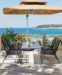 Set di 4 sedie da giardino Garvee, impilabili, leggere, in materiale Teslin traspirante, resistenti alle intemperie, nere, per giardino e piscina, 24,2"P*23,6"W*37,8"H