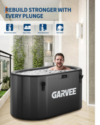 Vasca da bagno ghiacciata Garvee per atleti, 248 galloni, ovale, nera, portatile, coperchio isolato, PVC in fibra di vetro resistente agli strappi