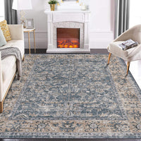 Tappeto lavabile Garvee in morbido cotone cashmere, stile vintage, per soggiorno e camera da letto, 160x230 cm, motivo floreale classico