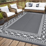 Garvee Tappeto Esterno 6x9 Patio Grigio Bianco Antiscivolo Impermeabile Polipropilene Lavabile per Giardino Balcone