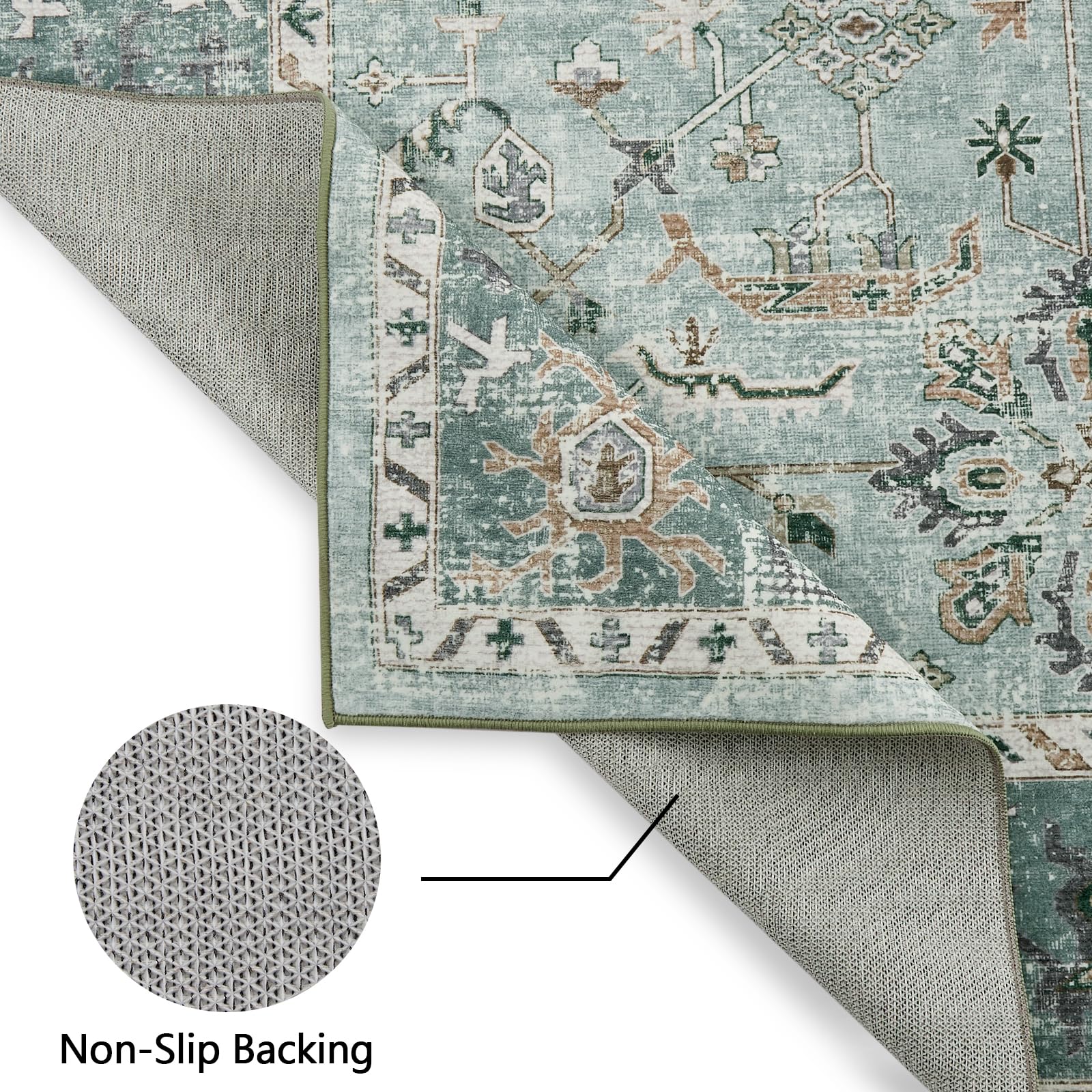 Tappeto lavabile Garvee, tappeto per soggiorno, motivo floreale classico di ispirazione vintage, 160x230 cm